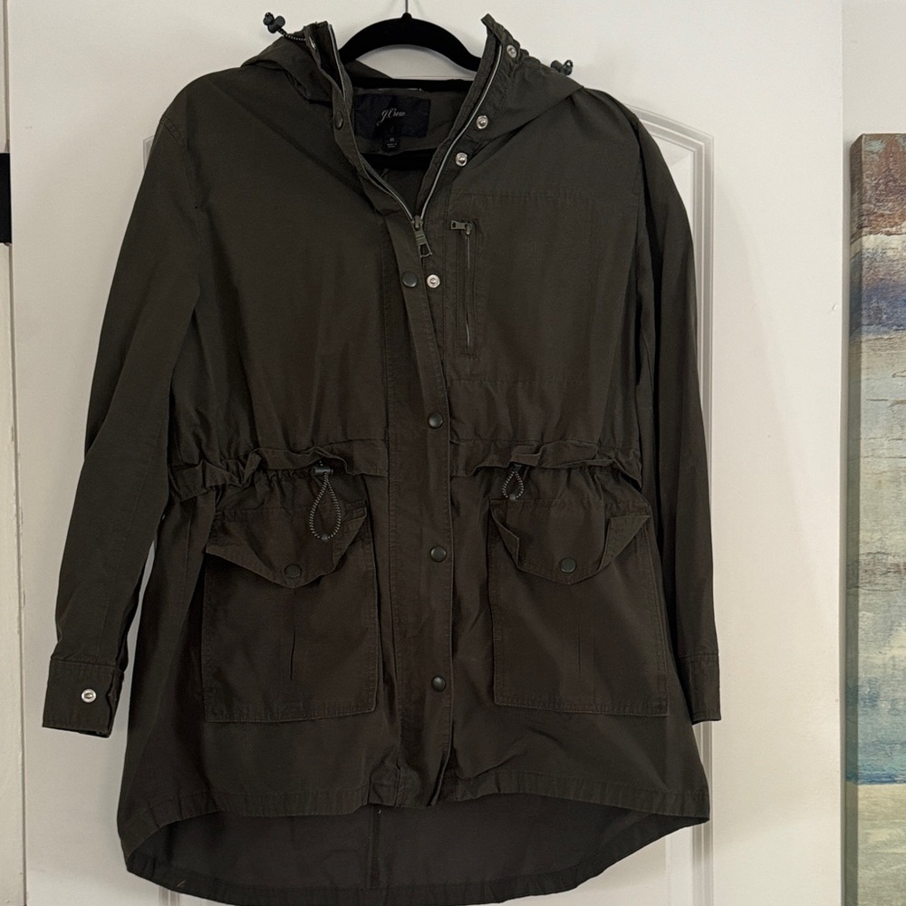 J. Crew Olive Utility Hooded Jacket